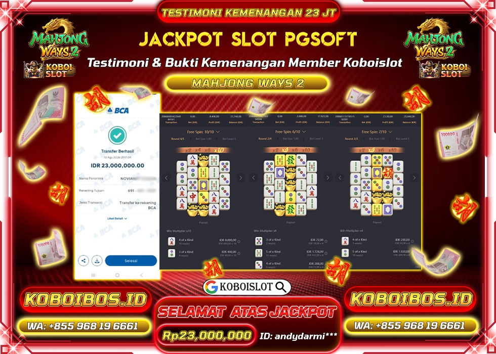 BUKTI KEMENANGAN andydarmi*** SLOT GACOR MAHJONG WAYS 2 Rp23.000.000,- LUNAS